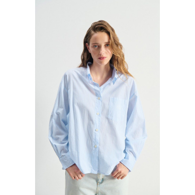 AMERICAN VINTAGE - CHEMISE AMPLE ML COL BOUTONNE RAYEE