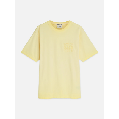 SCOTCH AND SODA - EMBROIDERED ARTWORK RELAXEDFIT GARMENTDYED TSH