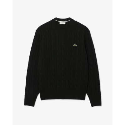 LACOSTE - CARDED WOOL CABLE KNIT CREW