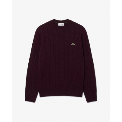 LACOSTE - CARDED WOOL CABLE KNIT CREW