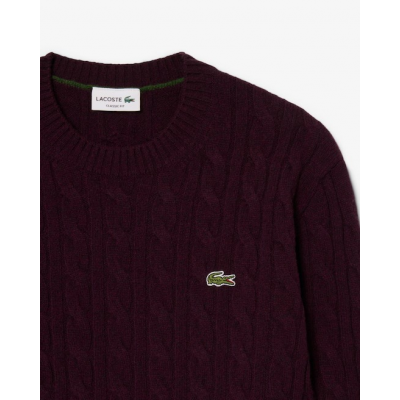 LACOSTE - CARDED WOOL CABLE KNIT CREW