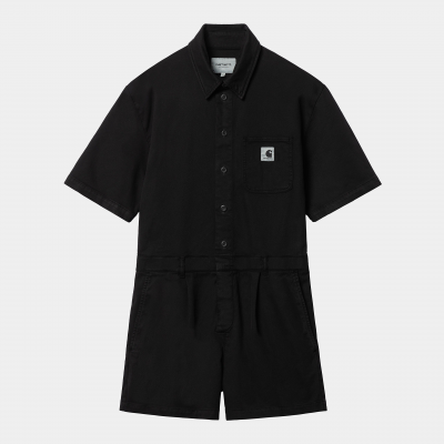 W' CRAFT SHORT COVERALL - BLACK RINSED