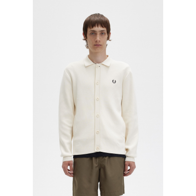 FRED PERRY - BUTTON THROUGH KNITTED SHIRT - ECRU