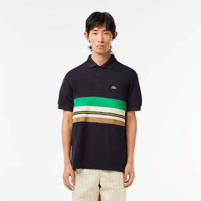 LACOSTE - SHORT SLEEVED RIBBED COLLAR SHIRT - ABIMES