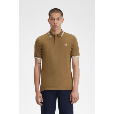 FRED PERRY - TWIN TIPPED FRED PERRY SHIRT - MARRON