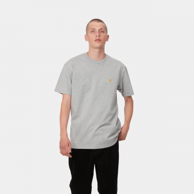 CARHARTT WIP - S/S CHASE T-SHIRT - GREY HEATHER/ GOLD