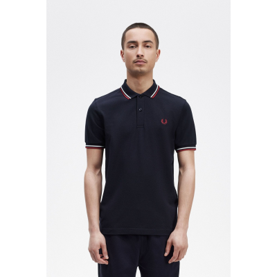 FRED PERRY - TWIN TIPPED FRED PERRY SHIRT - MARINE