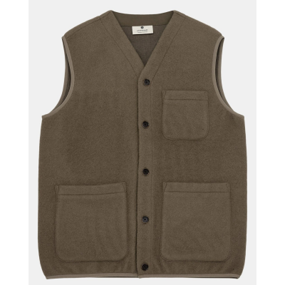 ANERKJENDT - AKRASMUS BOILED WOOL GILET - MARRON