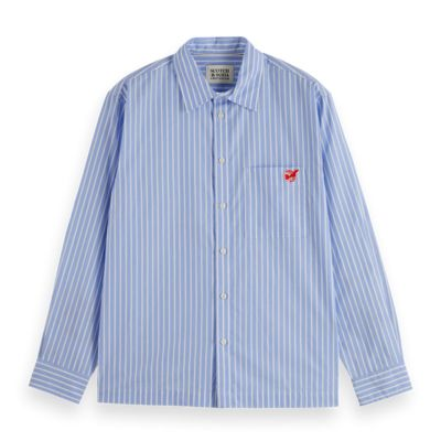 SCOTCH AND SODA - CORE THE FREE SPIRIT PEACE BIRD POPLIN SHIRT - BLEU