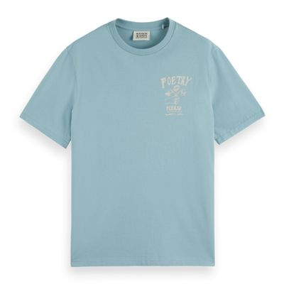 SCOTCH AND SODA - REGULAR FIT FRONT CHEST ARTWORK TSHIRT - BLEU