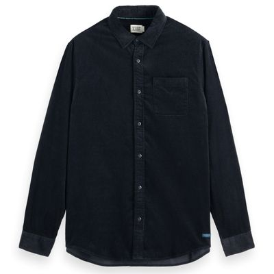 SCOTCH AND SODA - SOLID CORDUROY SHIRT - NOIR