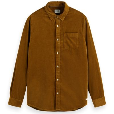 SCOTCH AND SODA - SOLID CORDUROY SHIRT - MARRON