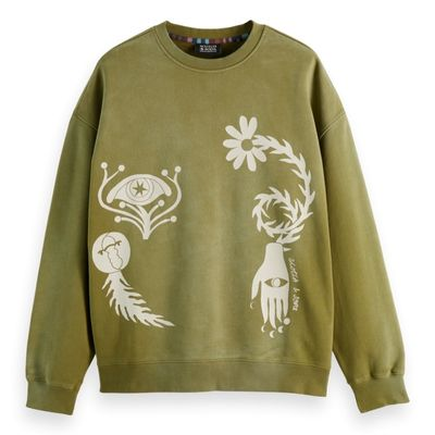 SCOTCH AND SODA - GARMENT DYED ARTWORK SWEATSHIRT - VERT