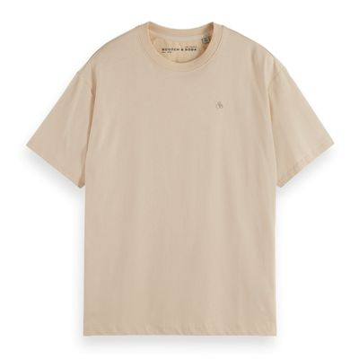 SCOTCH AND SODA - ESSENTIAL REGULAR FIT LOGO TSHIRT - BEIGE