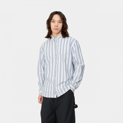 CARHARTT WIP - L/S DILLION SHIRT - DILLION STRIPE, BLEACH / WHITE