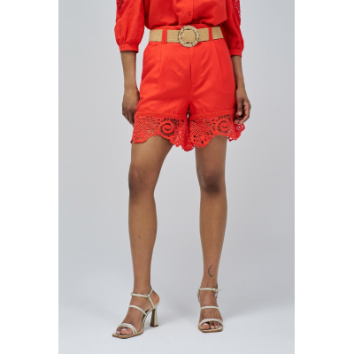 SALSA - LINEN SHORTS WITH LACE