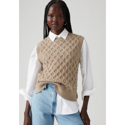 LEVIS - BLUEBELL CABLE VEST MID OATMEAL HEATHER