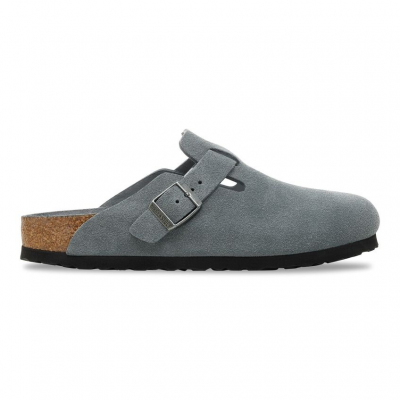 BIRKENSTOCK - BOSTON SOFT FOOTBED SUEDE LEATHER - GRIS