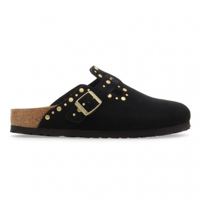 BIRKENSTOCK - BOSTON RIVET SUEDE LEATHER - NOIR
