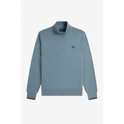 FRED PERRY - HALF ZIP SWEATSHIRT - BLEU