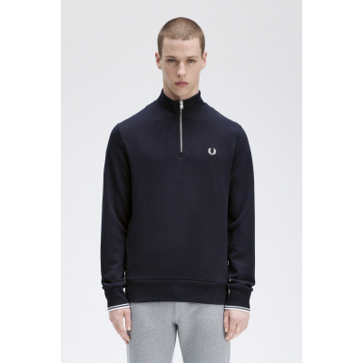 FRED PERRY - HALF ZIP SWEATSHIRT - MARINE
