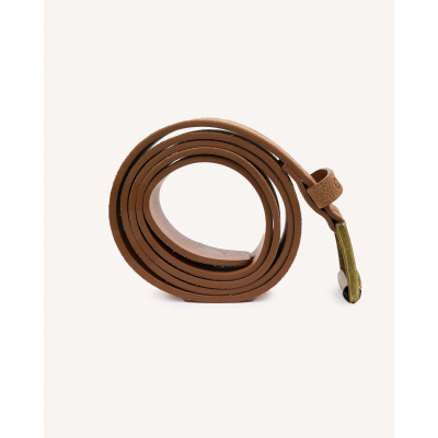 FAGUO - LEATHER BELT WOVEN - MARRON