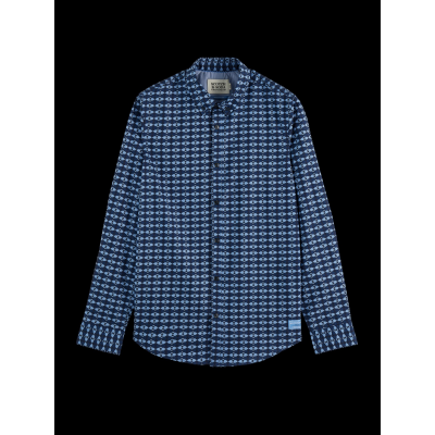 SCOTCH AND SODA - MICRO AOP SLIM-FIT SHIRT - MARINE