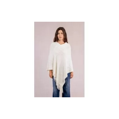 MOLLY BRACKEN - LADIES KNITTED PONCHO - BLANC