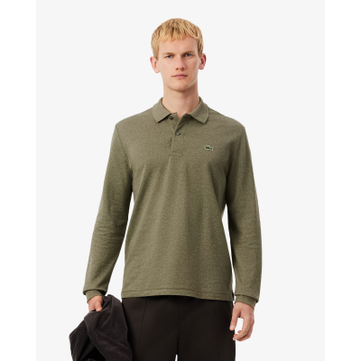 LACOSTE - LONG SLEEVED RIBBED COLLAR SHIRT - KAKI