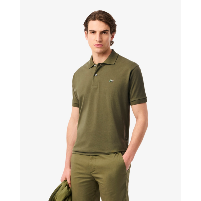 LACOSTE - SHORT SLEEVED RIBBED COLLAR SHIRT - KAKI