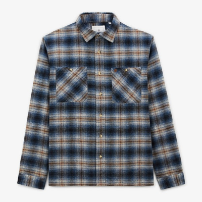 SERGE BLANCO - CHEMISE ML COL FR TISSU CRX - BLEU