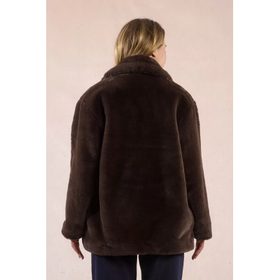 MOLLY BRACKEN - LADIES WOVEN COAT - MARRON