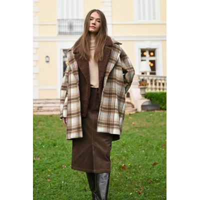 MOLLY BRACKEN - LADIES WOVEN COAT - BEIGE