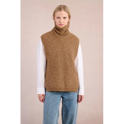 MOLLY BRACKEN - LADIES KNITTED SLEEVELESS SWEATER - MARRON