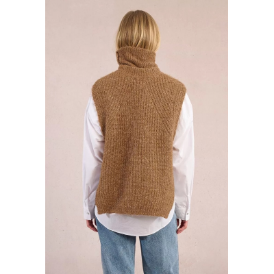 MOLLY BRACKEN - LADIES KNITTED SLEEVELESS SWEATER - MARRON