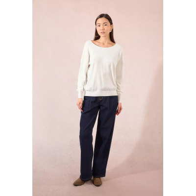 MOLLY BRACKEN - LADIES KNITTED SWEATER - BLANC