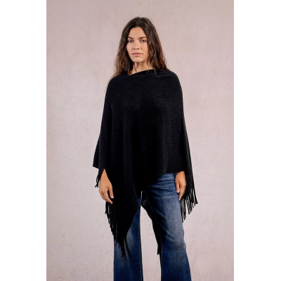 MOLLY BRACKEN - LADIES KNITTED PONCHO - NOIR