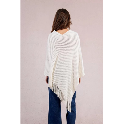 MOLLY BRACKEN - LADIES KNITTED PONCHO - BLANC