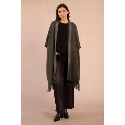 MOLLY BRACKEN - LADIES KNITTED PONCHO - GRIS
