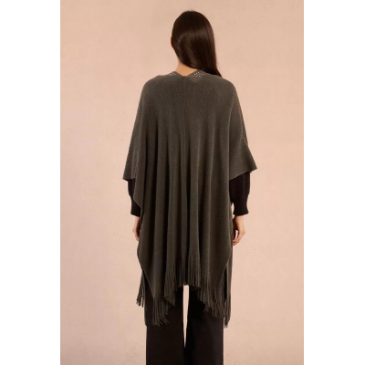 MOLLY BRACKEN - LADIES KNITTED PONCHO - GRIS