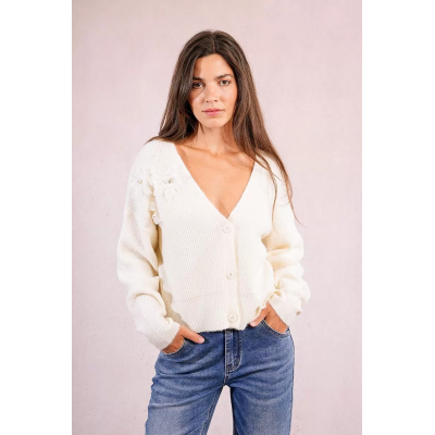MOLLY BRACKEN - LADIES KNITTED CARDIGAN - BLANC