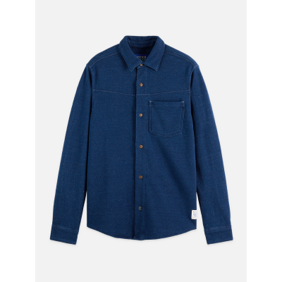 SCOTCH AND SODA - WASHED INDIGO TEXTURED JERSEY SHIRT
