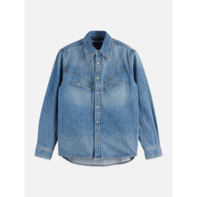 SCOTCH AND SODA - WASHED DENIM SHIRT WITH WESTERN DETAILS